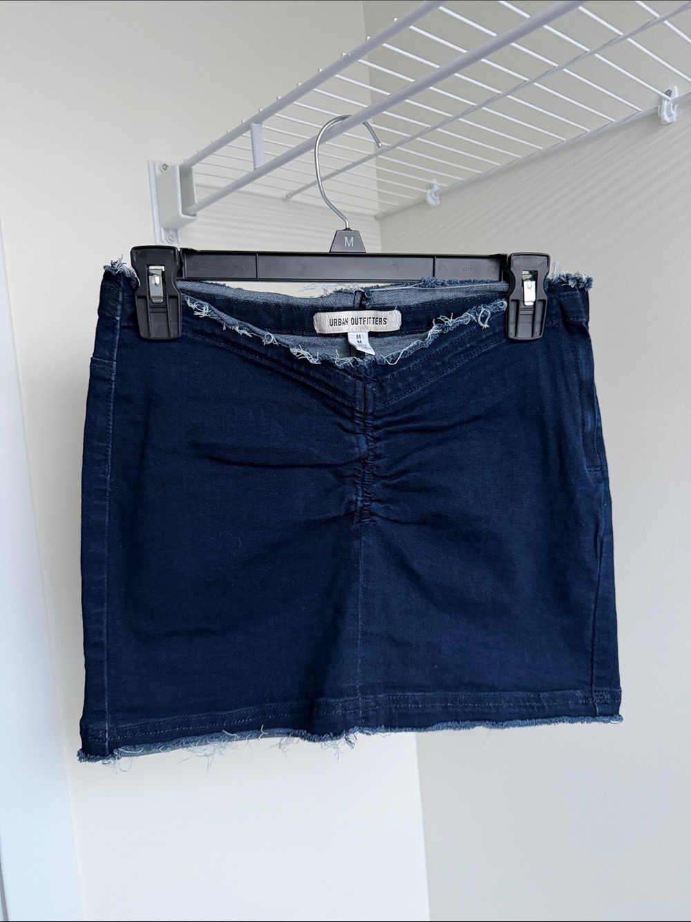 Urban Outfitters Navy Denim Ruched Mini Skirt